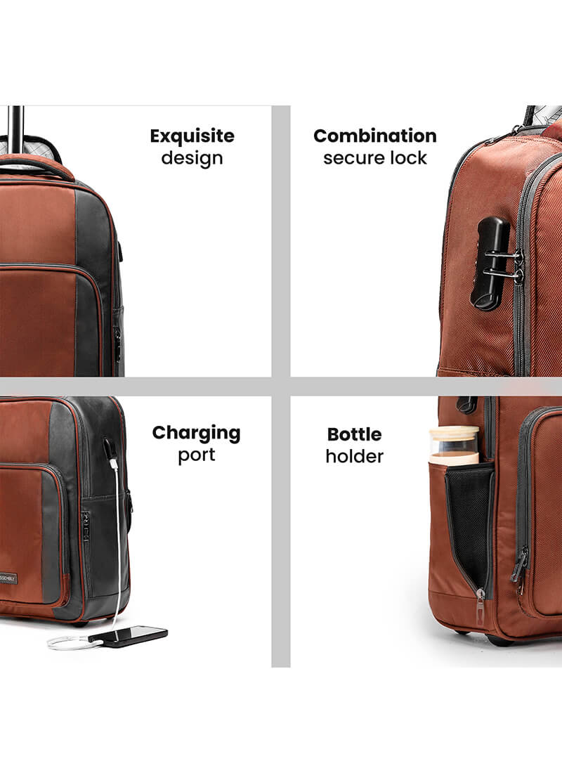 Jetson | Rust | Laptop Trolley Backpack