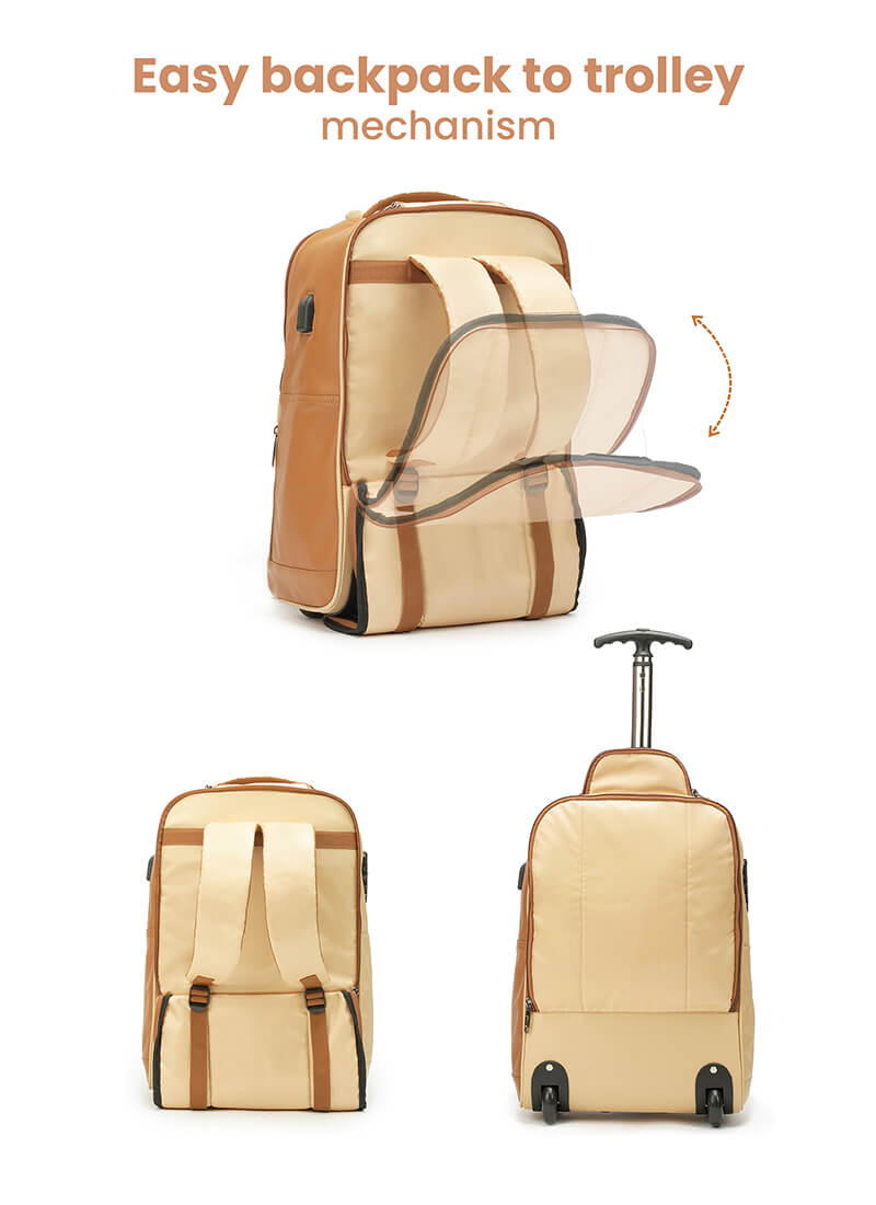 Jetson | Beige | Laptop Trolley Backpack