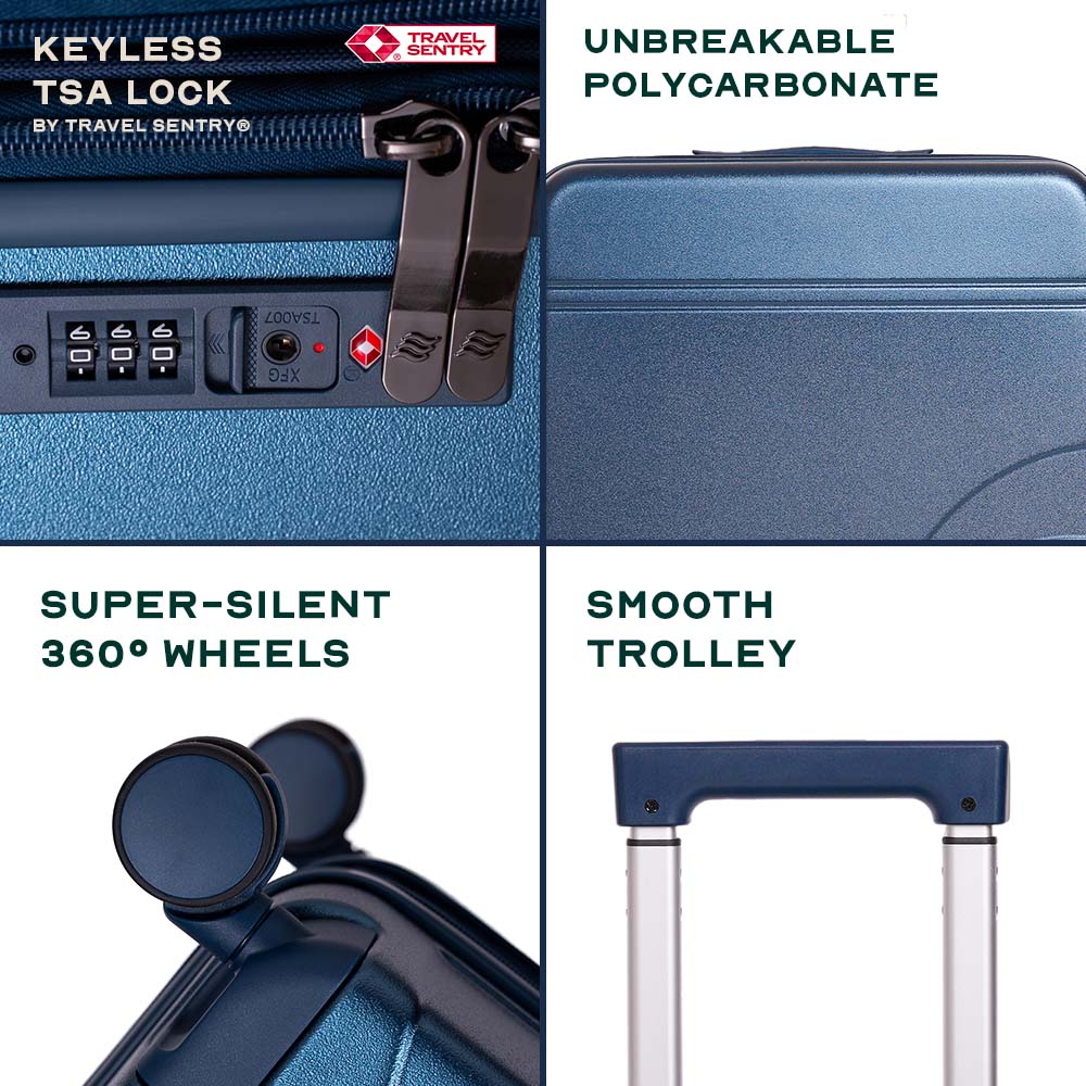 Flowe Combo | Navy Blue | Set of 3 Hard Luggage