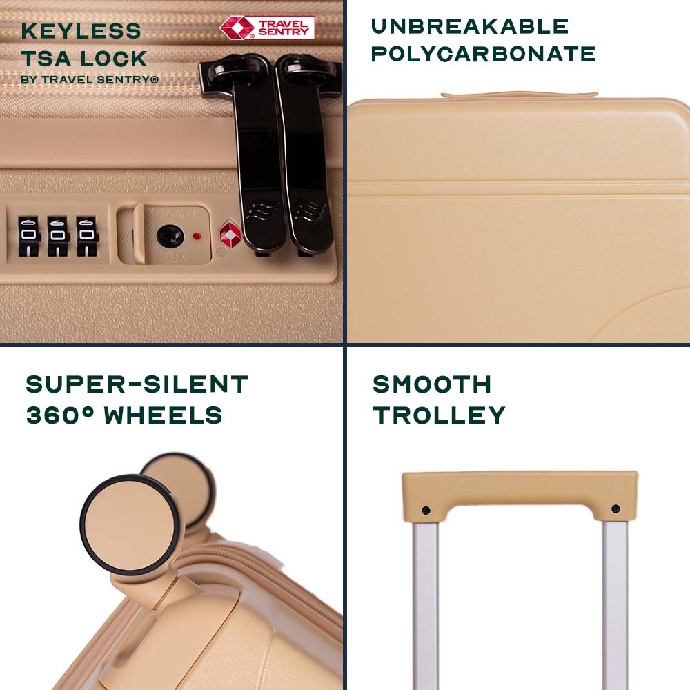 Flowe Combo | Beige | Set of 3 Hard Luggage