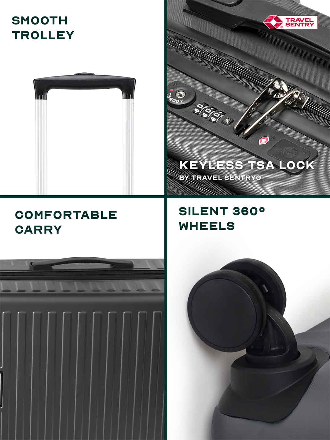 Stark Combo | Grey | Set of 3 Luggage