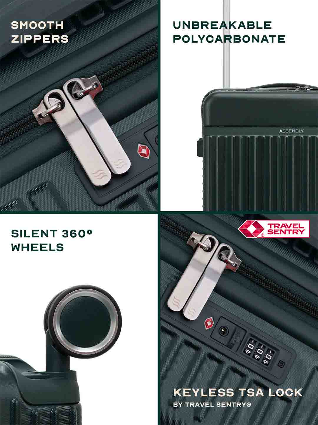 Rover Combo | Green | Cabin+Medium Hard Luggage