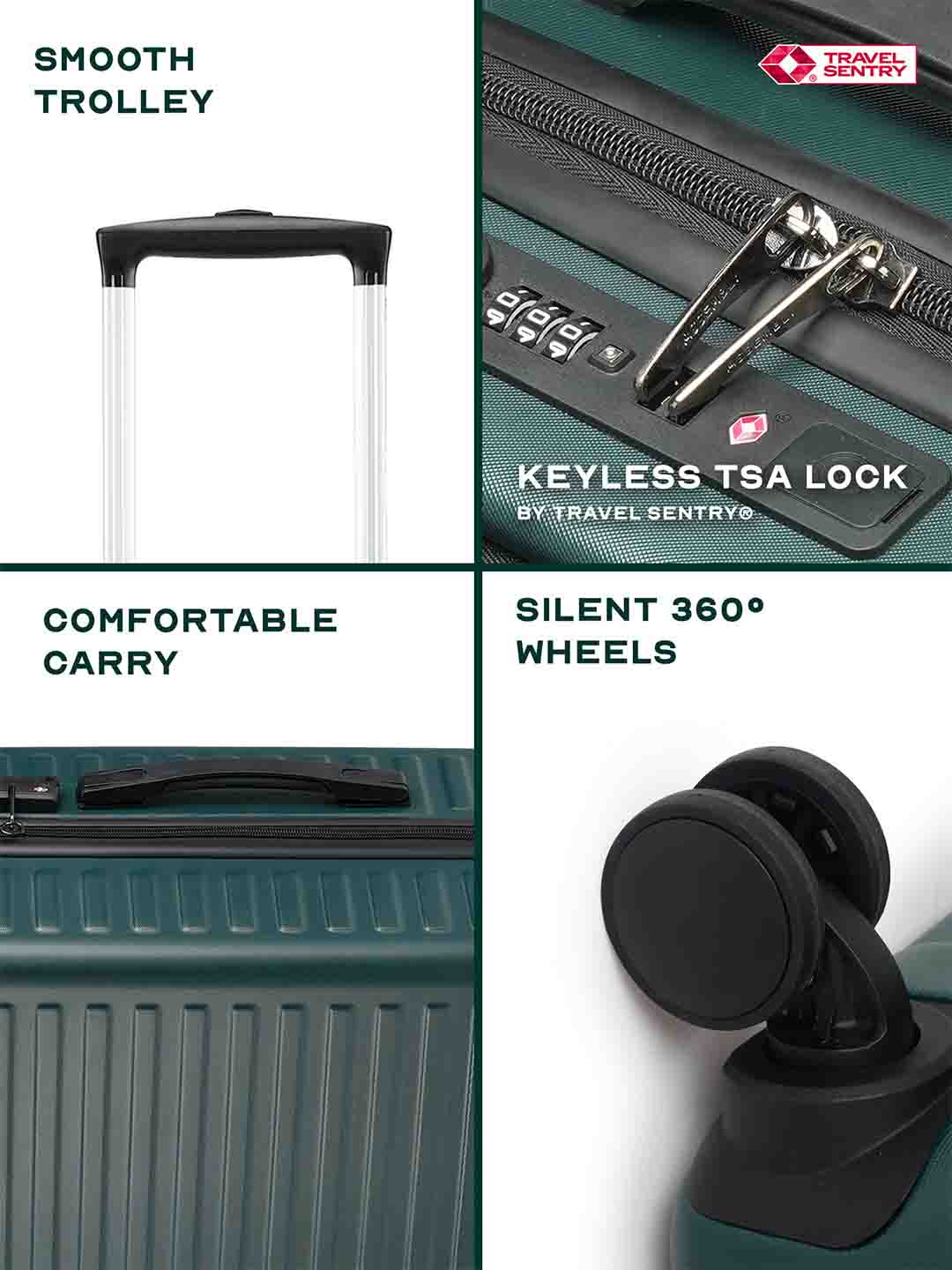 Stark Combo | Green | Cabin+Medium Hard Luggage