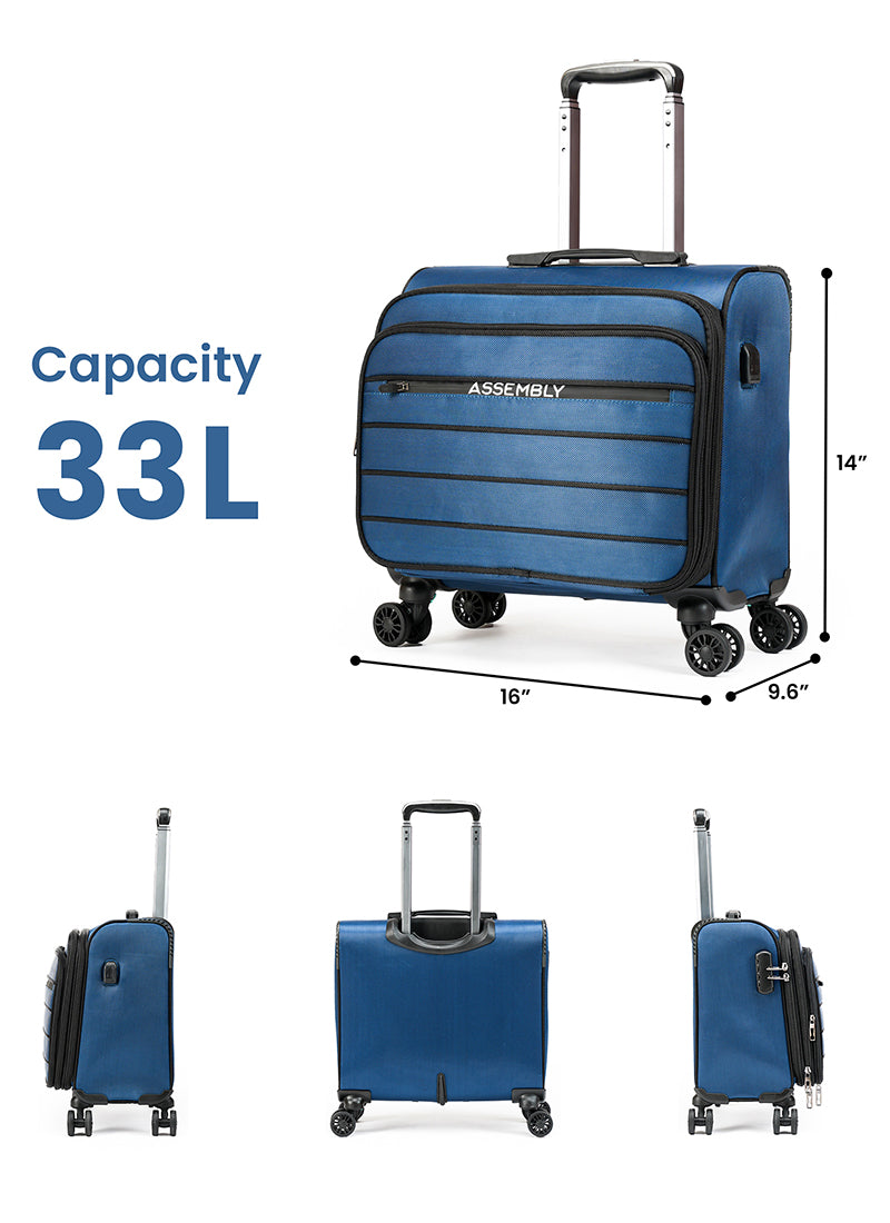 Valise Blue Soft Overnighter Trolley