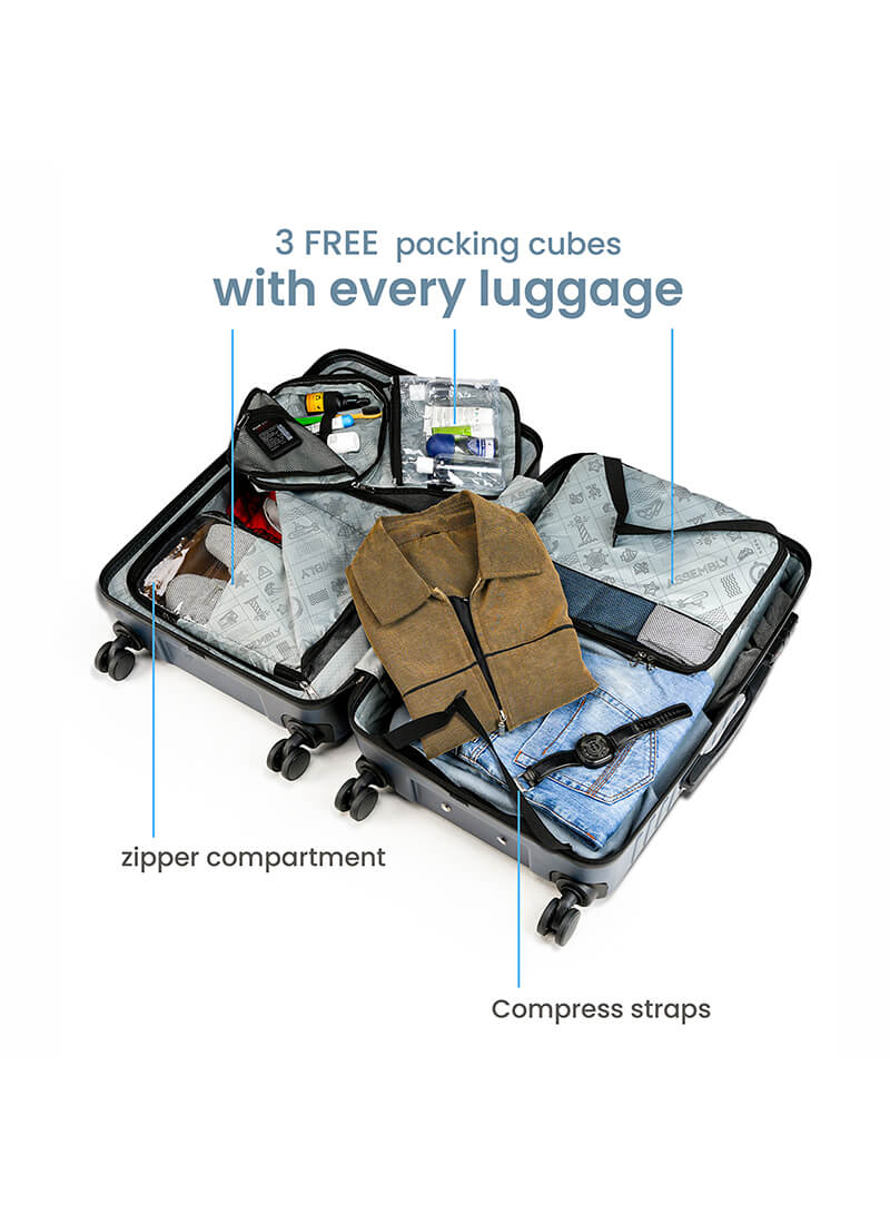 Stark+Verve Combo | White/Blue | Two Tone Medium Hard Luggage with Duffle Bag