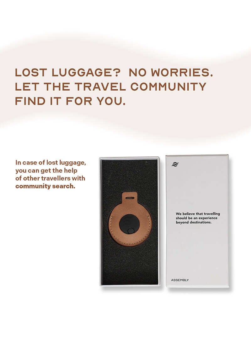 GPS Luggage Tracker Tag Brown | Compatible with iOS & Android