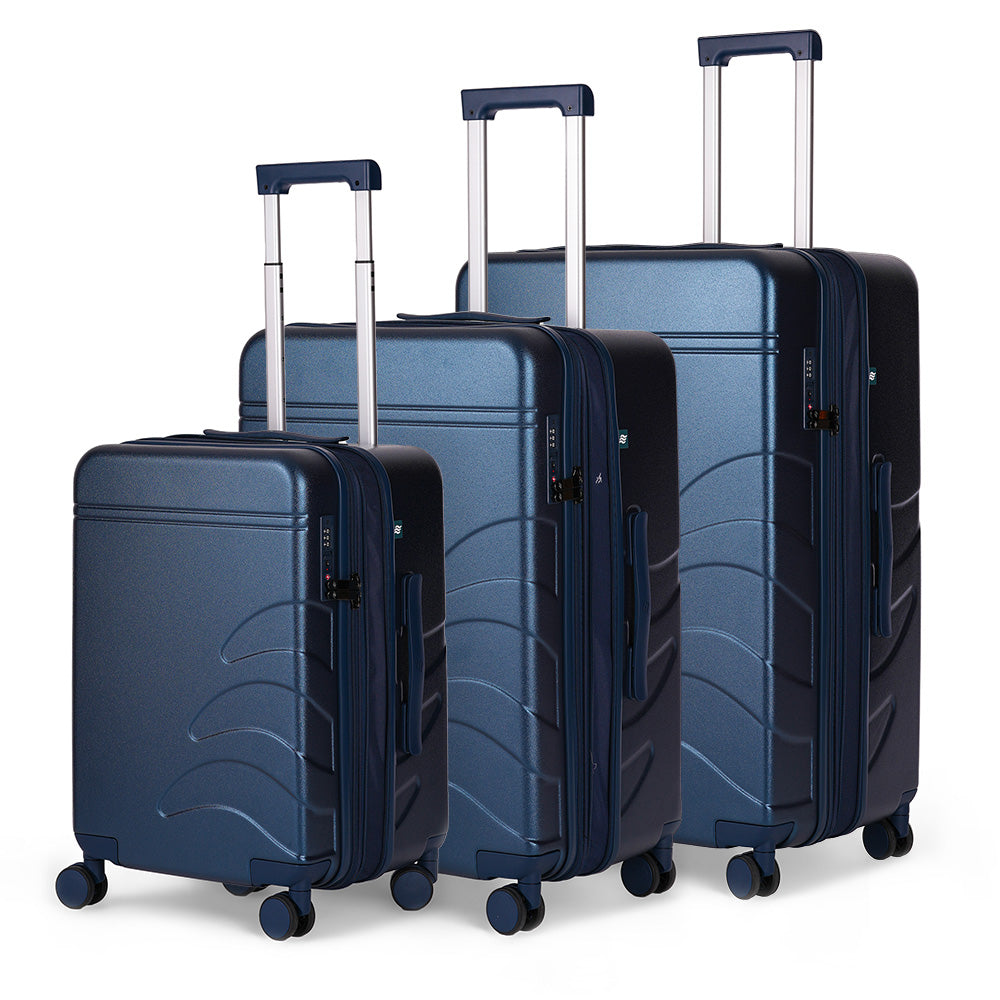Flowe Combo | Navy Blue | Set of 3 Hard Luggage