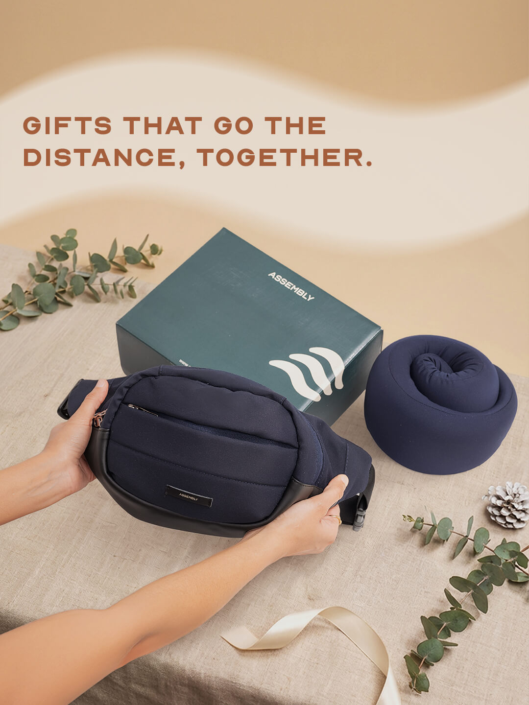 Assembly Unisex Gifting Travel Combo | Blue | Fanny Pack & Memory Foam Neck Pillow