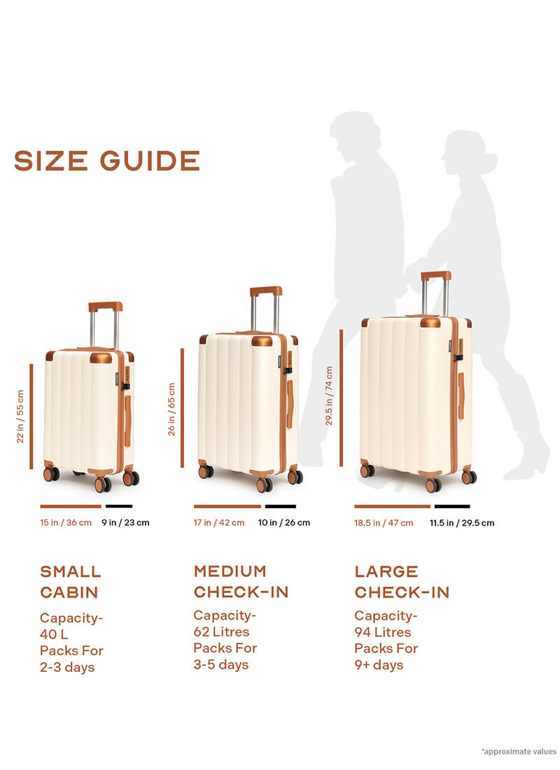 Iris Combo | Beige | Set of 3 Hard Luggage