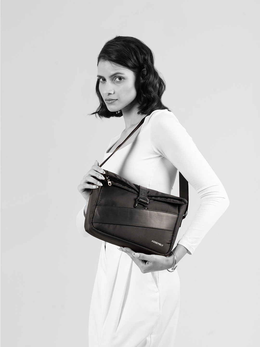 Oblique Crossbody Sling Bag | Black | Compact Everyday Carry