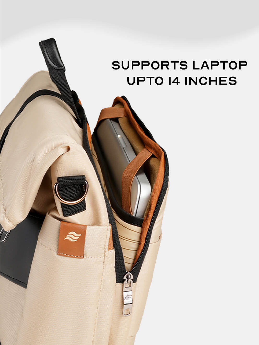 Oblique Messenger Bag | Beige | Everyday 15.6" Laptop Bag