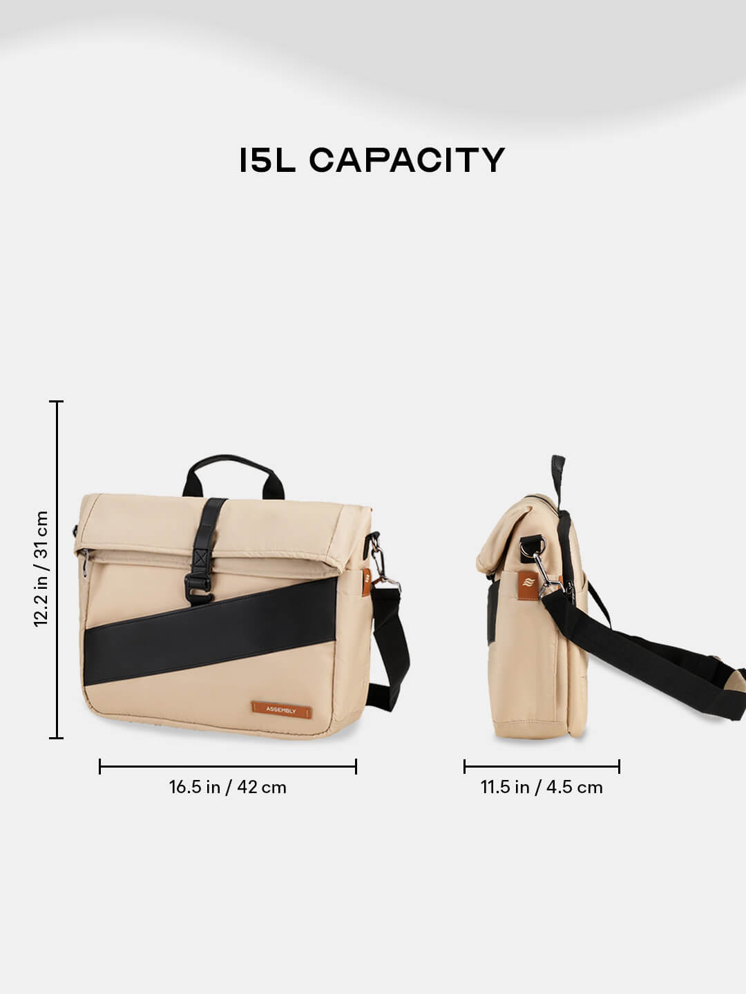 Oblique Messenger Bag | Beige | Everyday 15.6" Laptop Bag