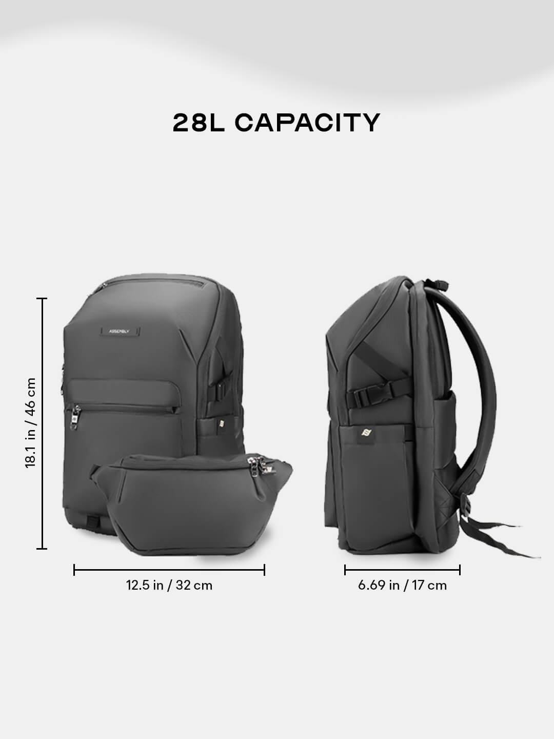 Merge Backpack with Detachable Fanny Pack Black