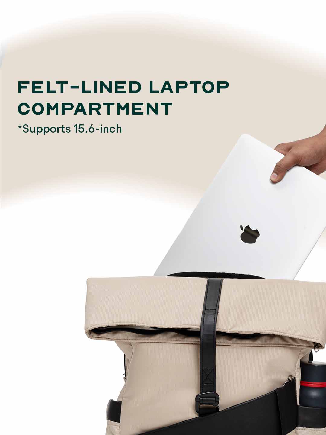 Oblique Laptop Backpack | Beige | 15.6" Travel & Work Pack