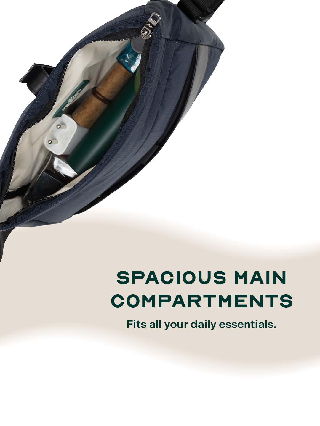 Oblique Crossbody Sling Bag | Navy Blue | Compact Everyday Carry