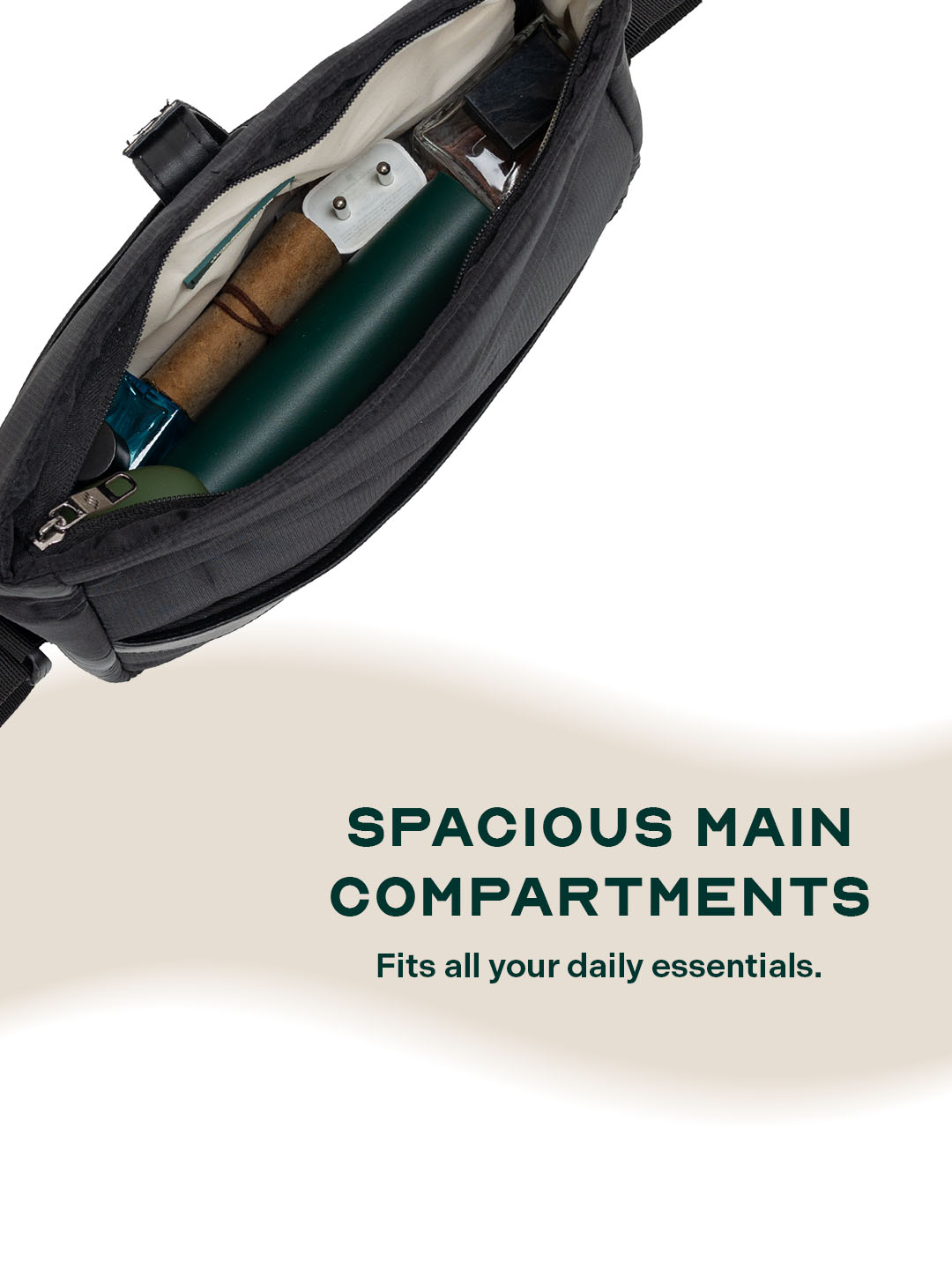 Oblique Crossbody Sling Bag | Black | Compact Everyday Carry