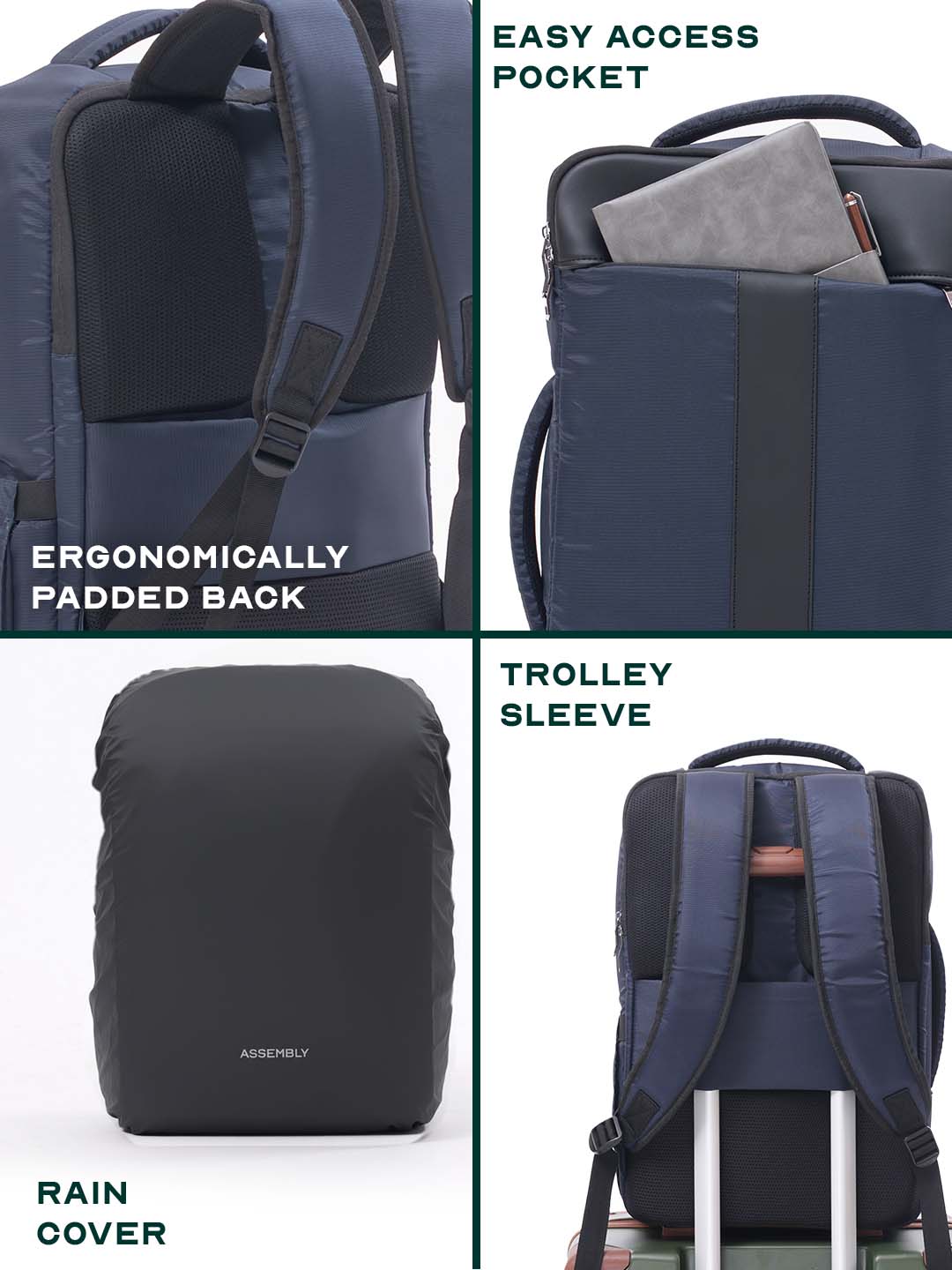 Noir Overnighter Backpack | Navy Blue | Ultimate Travel Backpack for Professionals