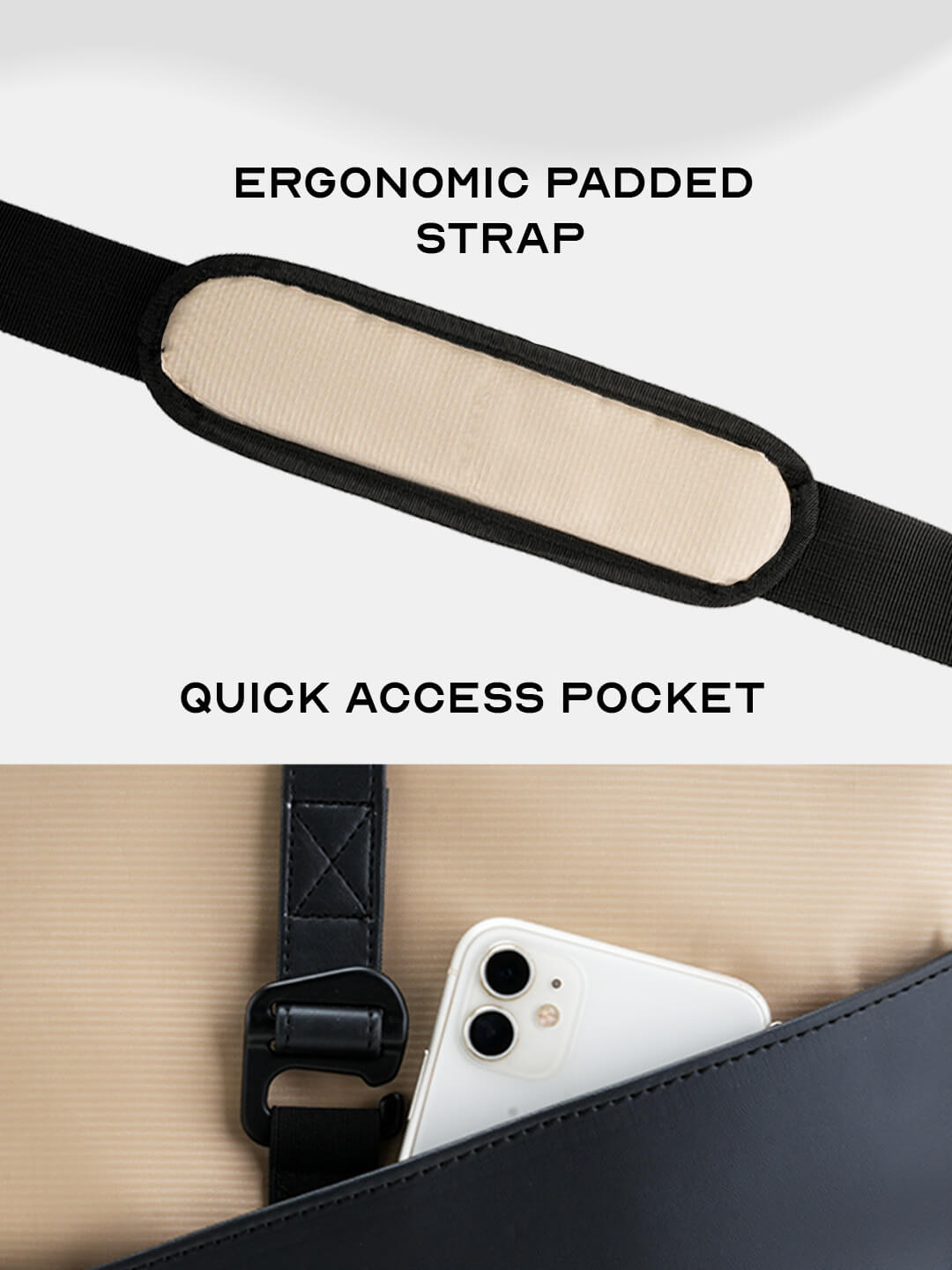 Oblique Messenger Bag | Beige | Everyday 15.6" Laptop Bag