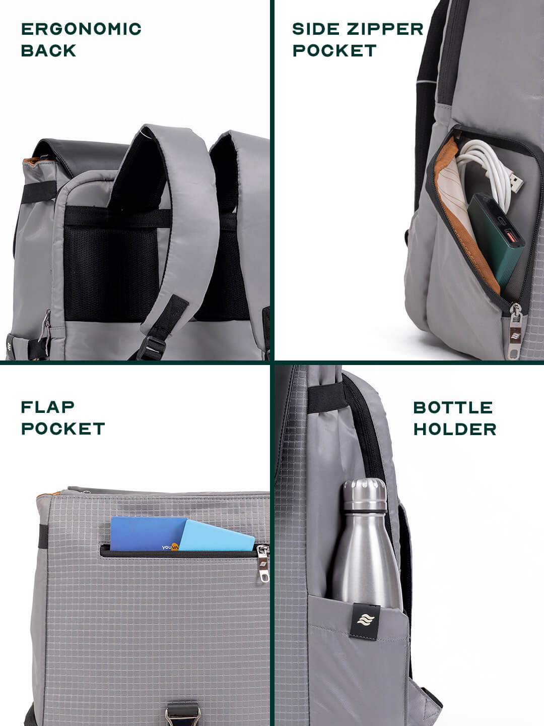 Arto Laptop Backpack | Grey | Work, Commute & Business Travel Bag