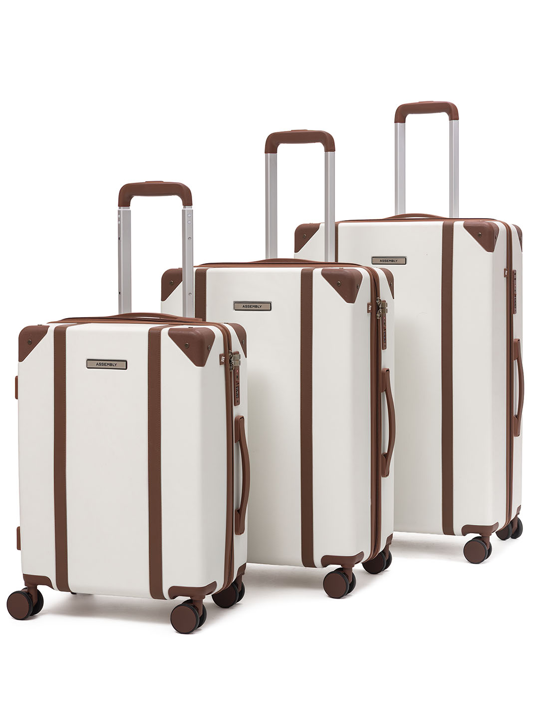 Vintage Combo | Moon-White | Set of 3 Hard Luggage