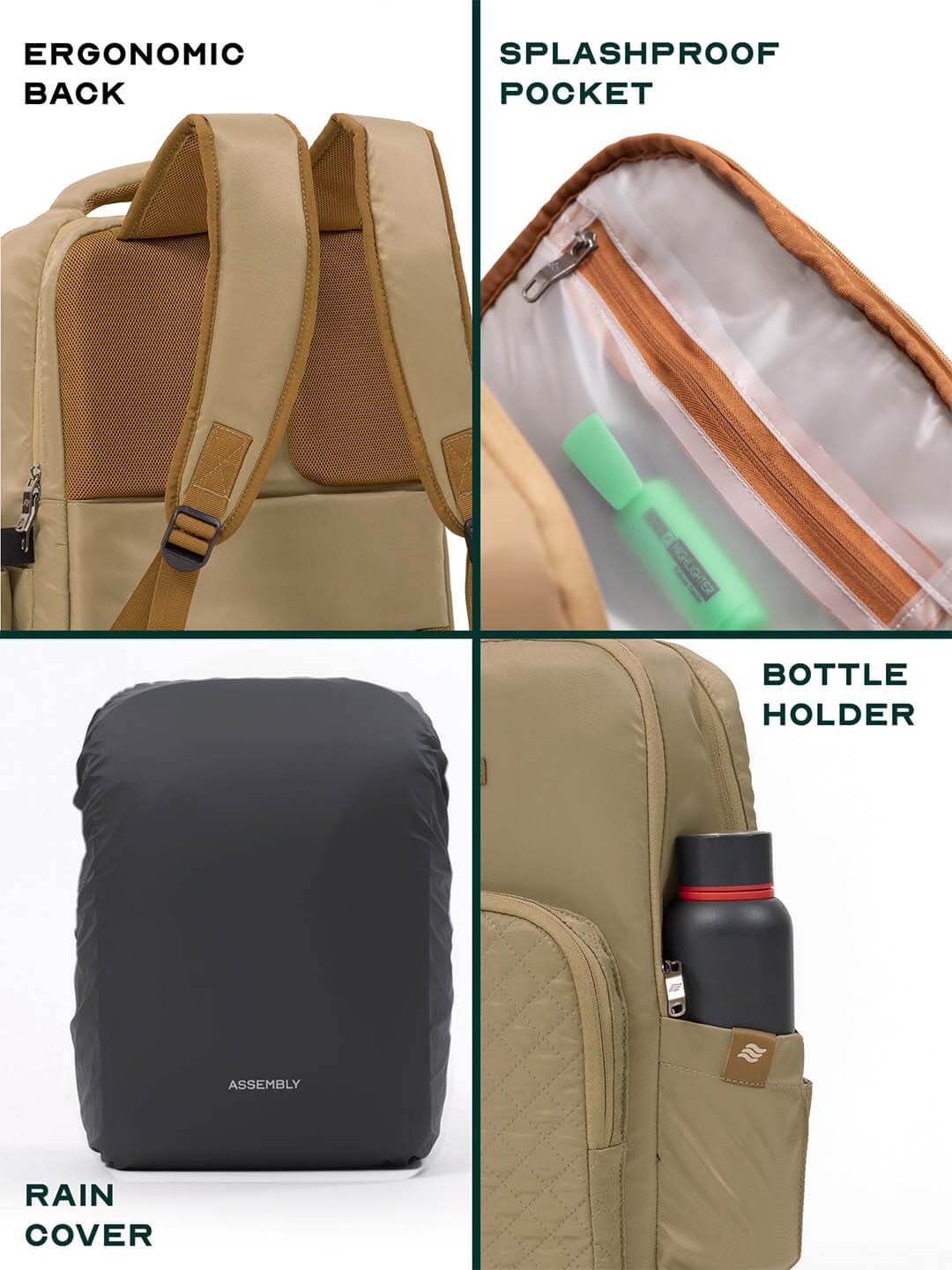 Pixel Laptop Backpack | Beige | Everyday Travel Bag for Work & College