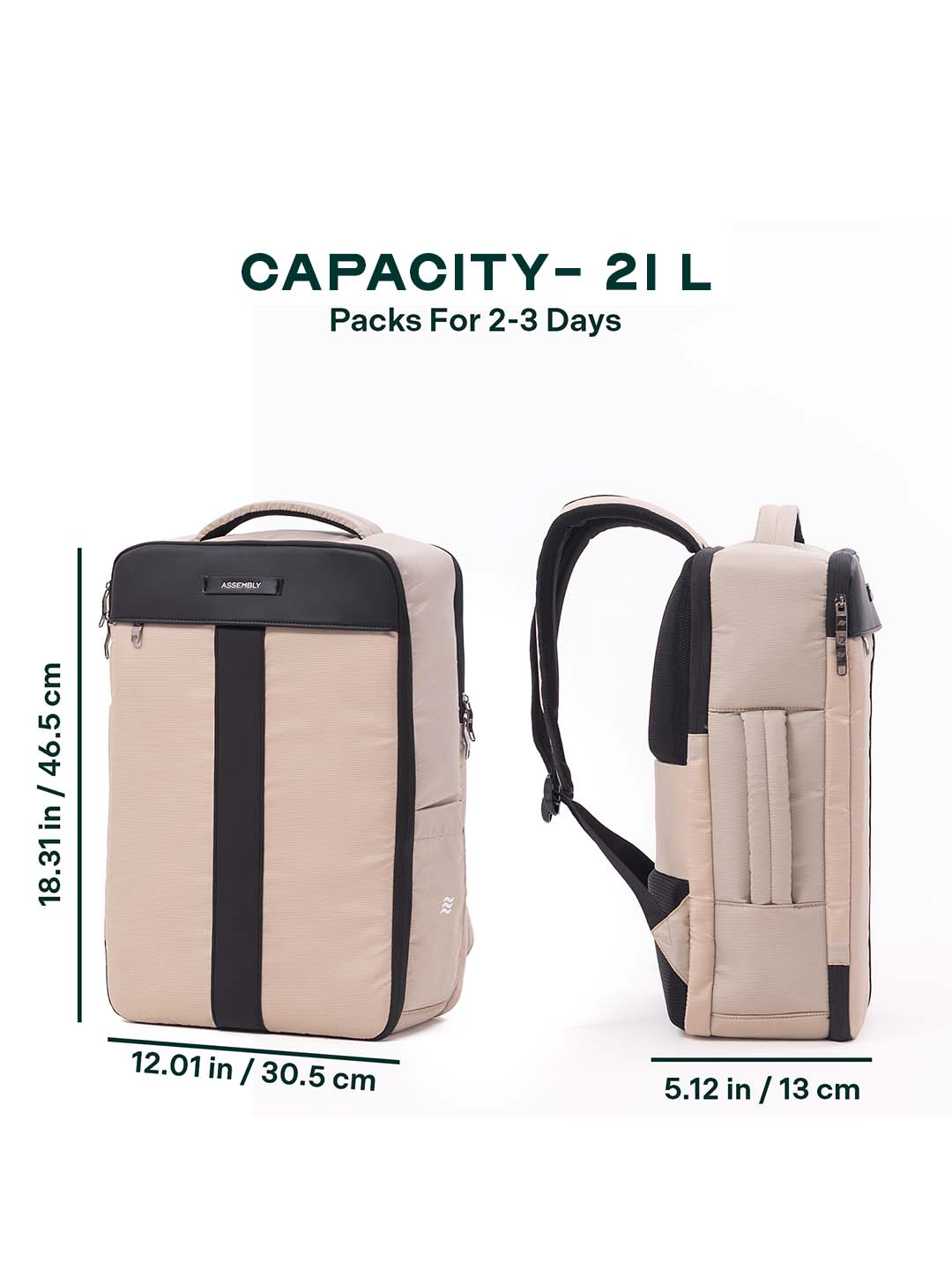 Buy Noir Overnighter Backpack | Beige | Ultimate Travel Backpack for Professionals – Backpacks Online in India | Assembly