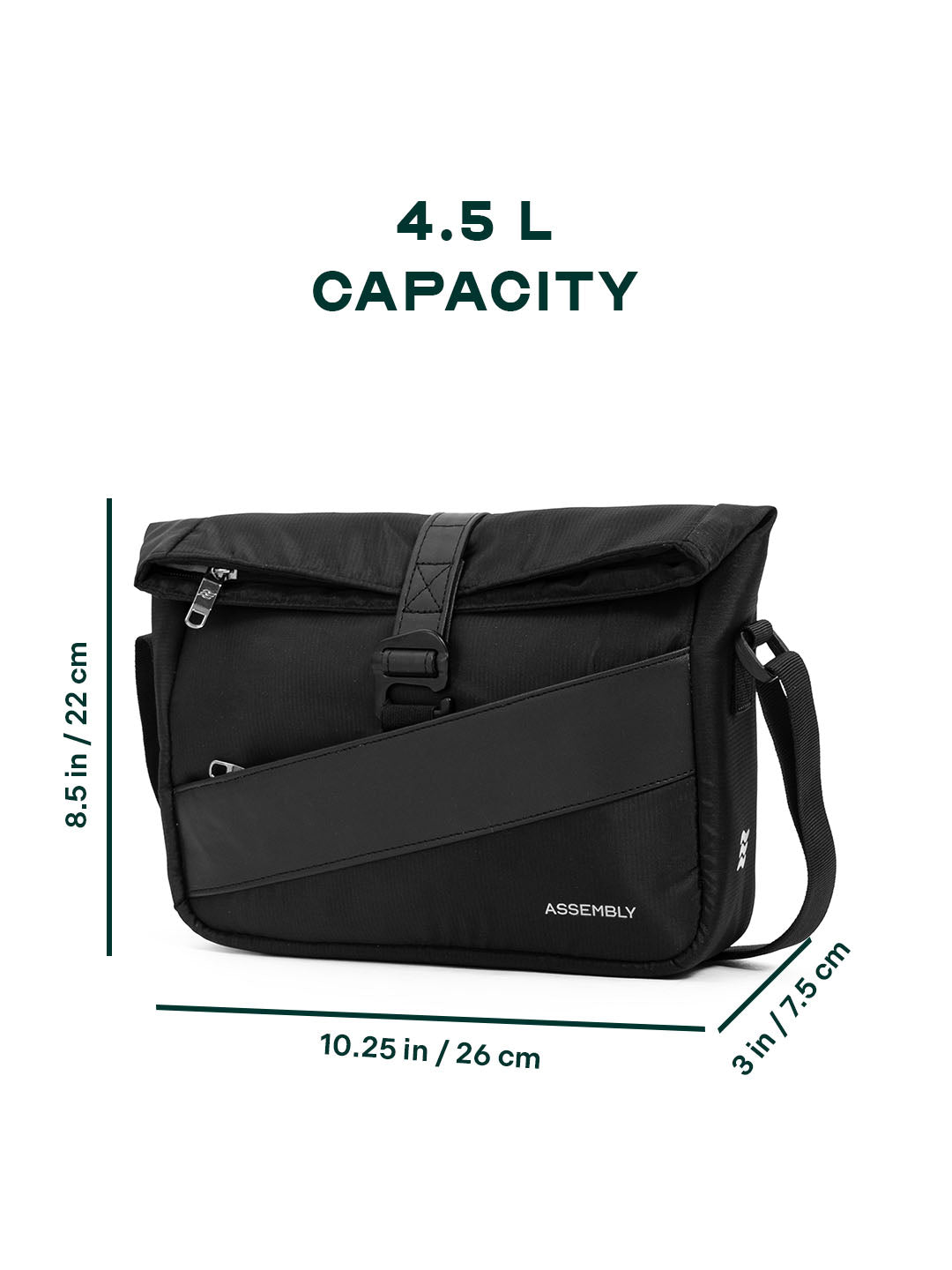 Oblique Crossbody Sling Bag | Black | Compact Everyday Carry