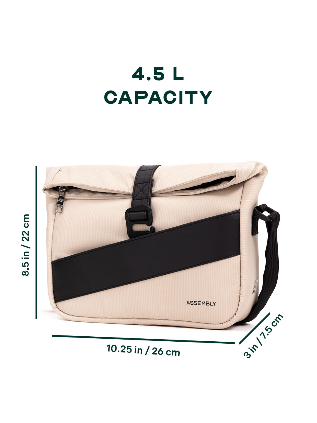 Oblique Crossbody Sling Bag | Beige | Compact Everyday Carry