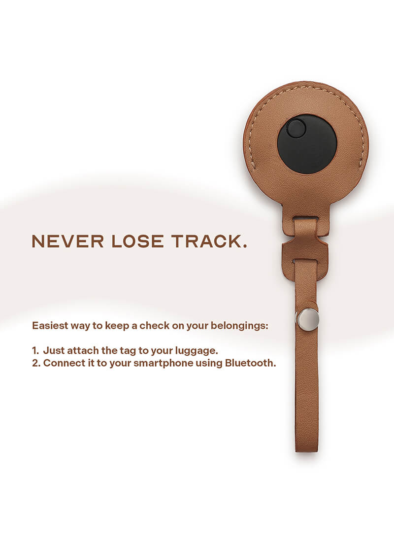 GPS Luggage Tracker Tag Brown | Compatible with iOS & Android