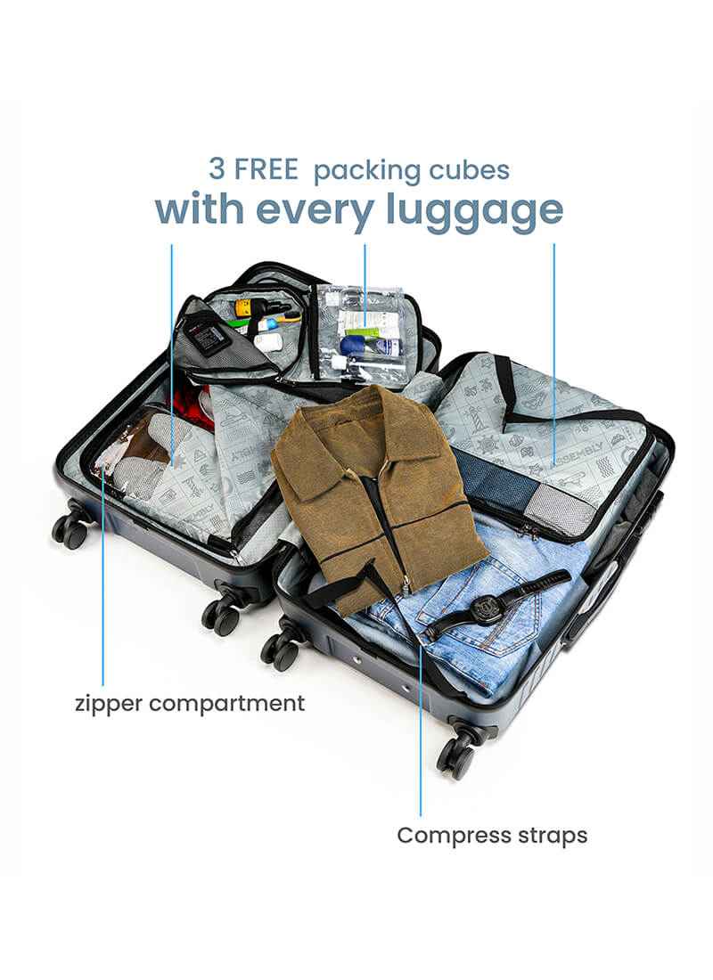Stark Combo | Silver | Cabin+Large Hard Luggage