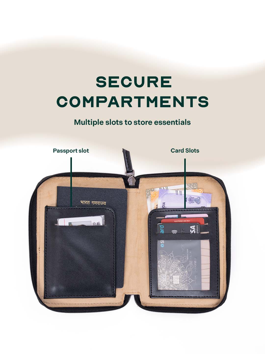 Valor Travel Passport Organizer | Beige | Sleek & Secure Design