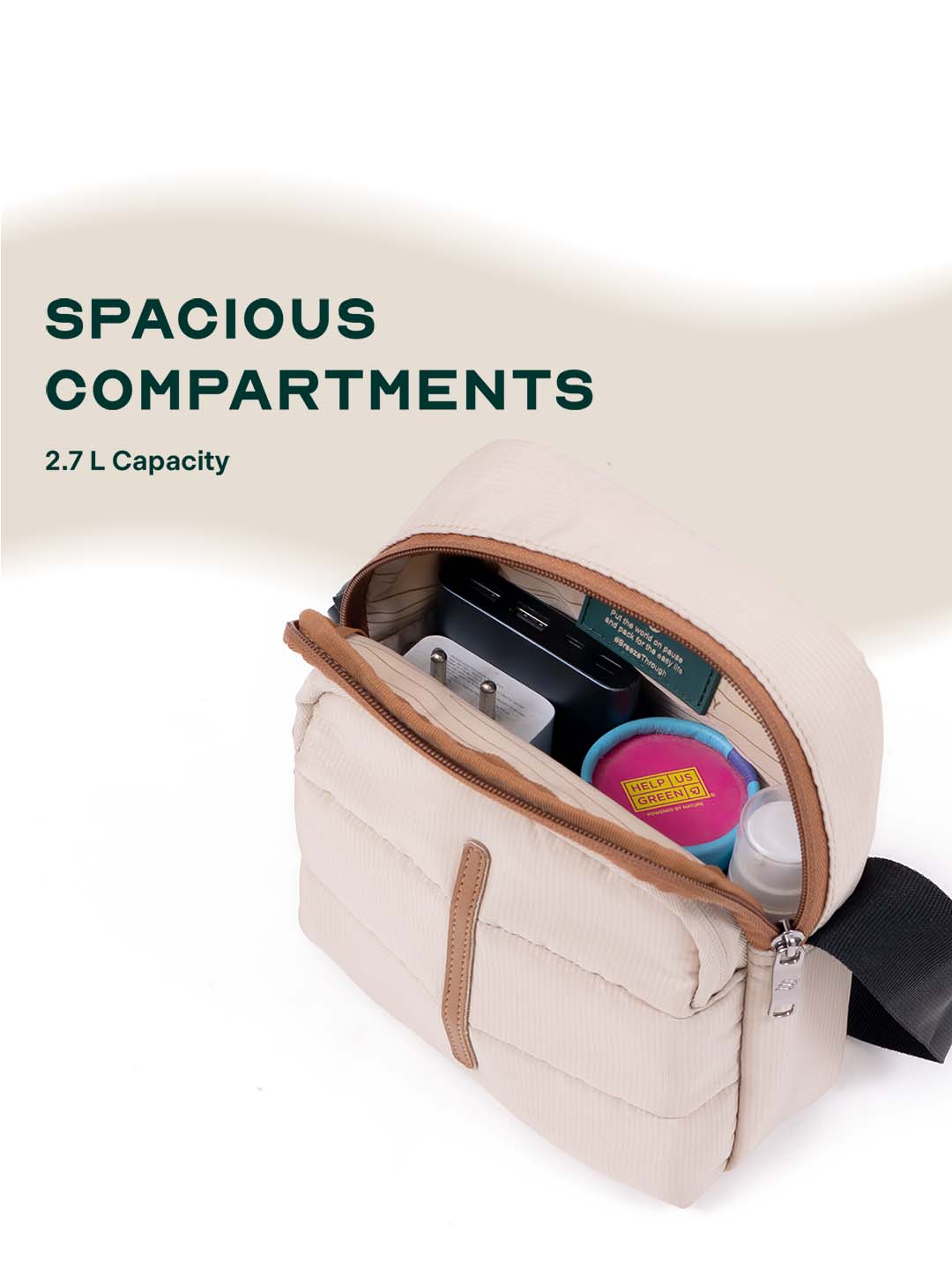 Odyssey Crossbody Sling Bag | Beige | Everyday Utility Sling