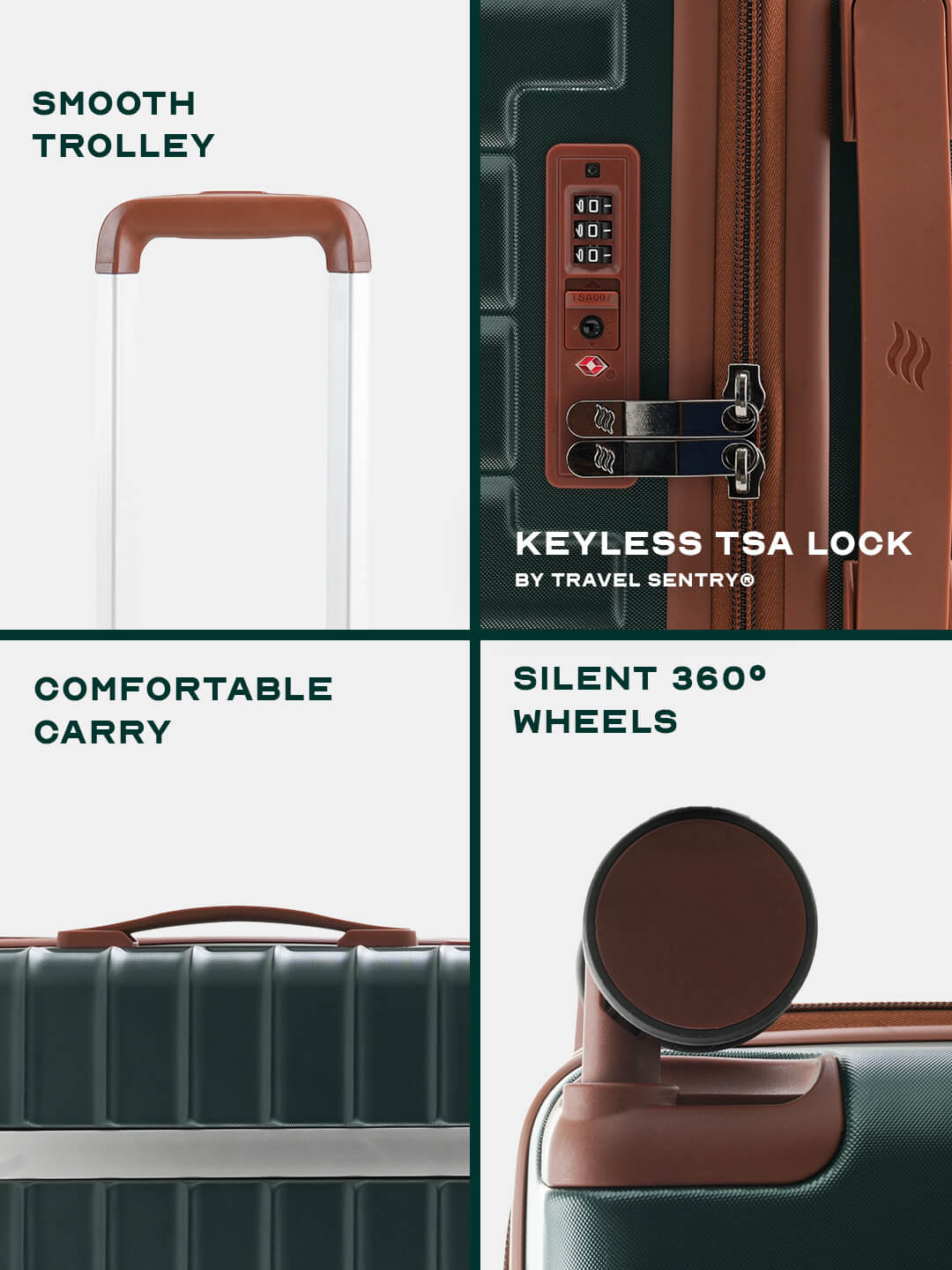 OdysseyPro Combo Set of 3 | Forest | CabinPro+Medium+Large Hard Luggage