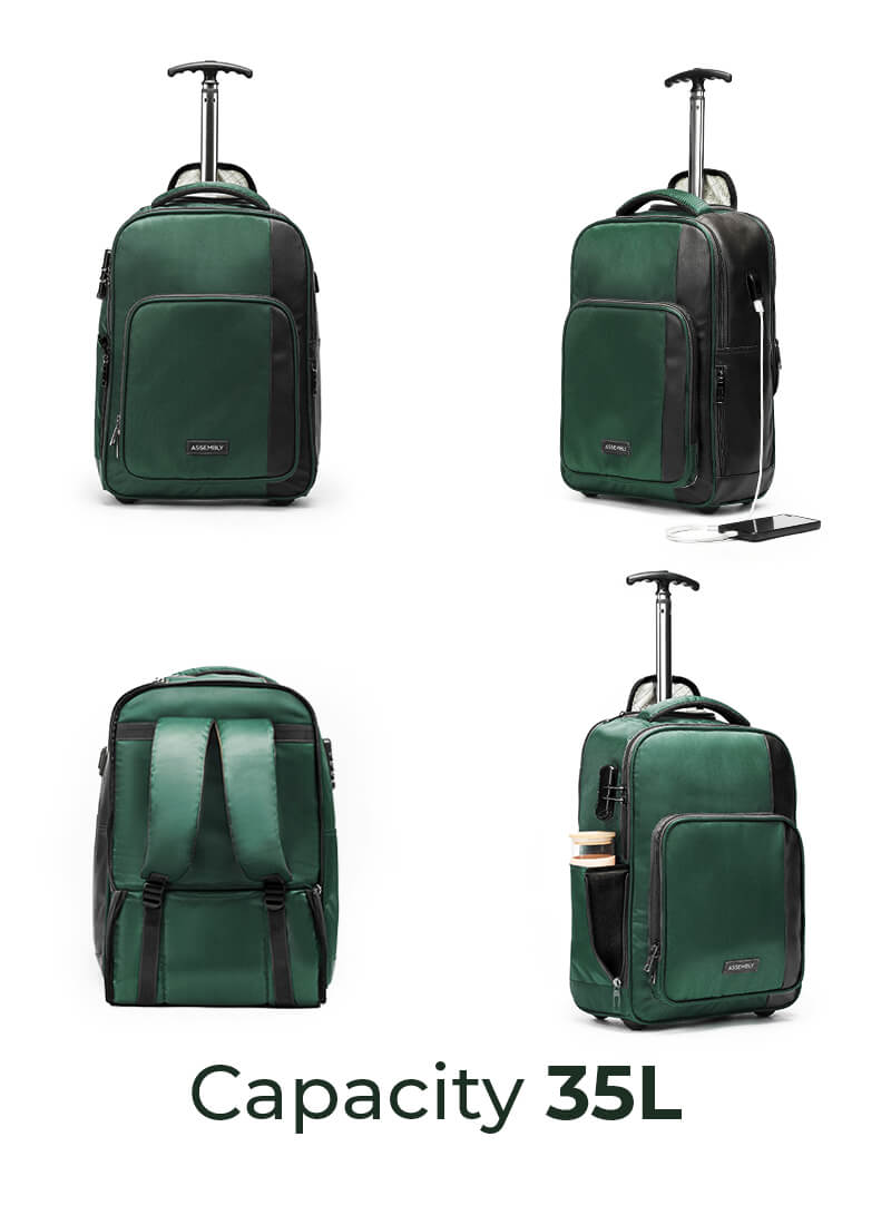 Backpacker Combo | Green | Trolley Backpack+TechKit+Packing Cube