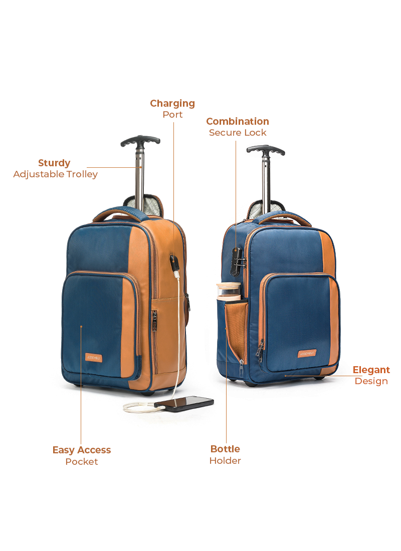 Backpacker Combo | Blue | Trolley Backpack+TechKit+Packing Cube