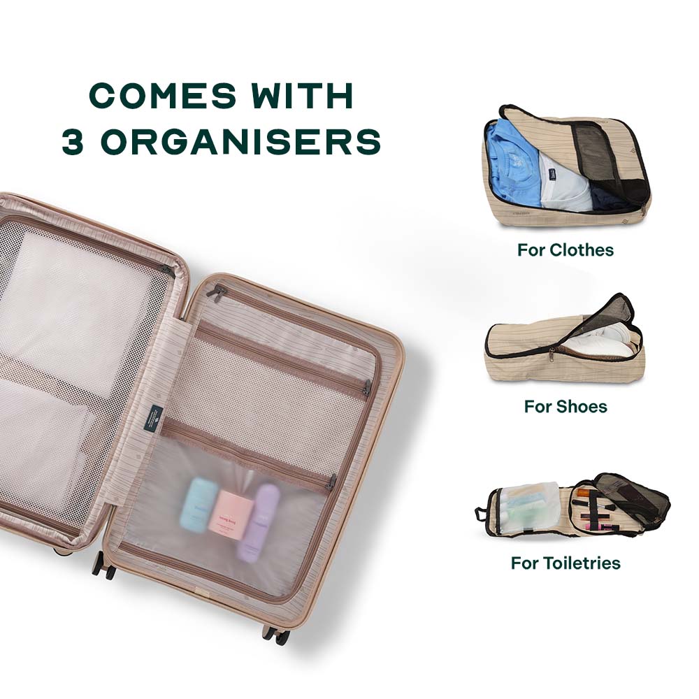 Flowe Combo | Beige | Set of 3 Hard Luggage
