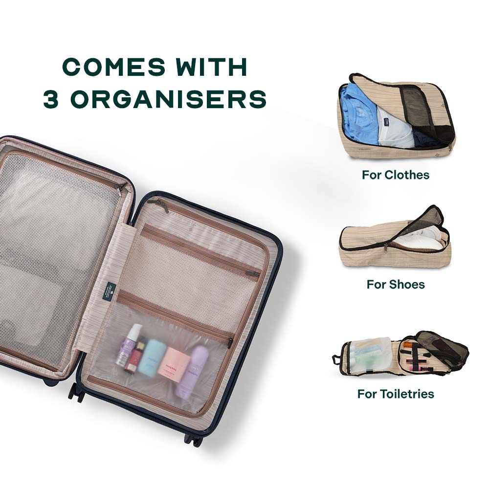 Flowe Combo | Navy Blue | Set of 3 Hard Luggage