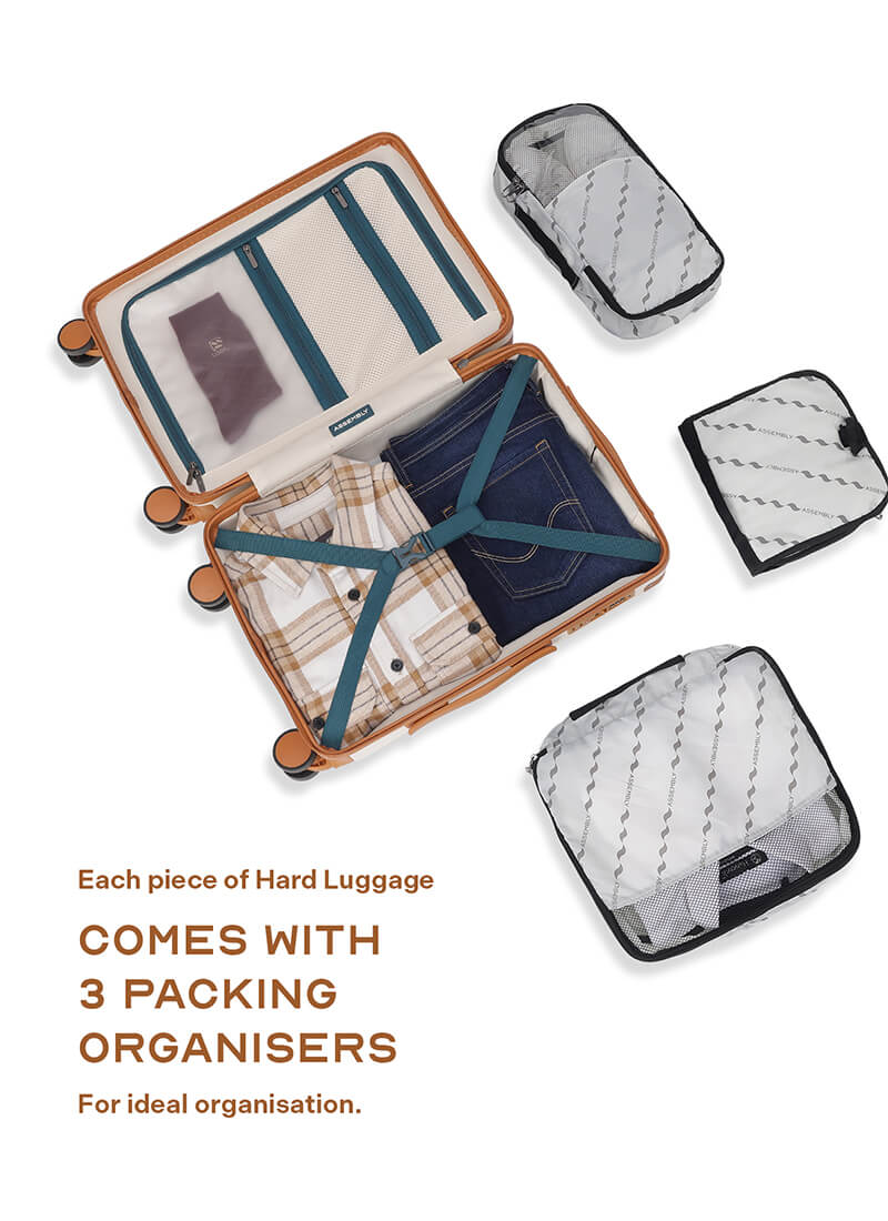 Iris Combo | Beige | Set of 3 Hard Luggage