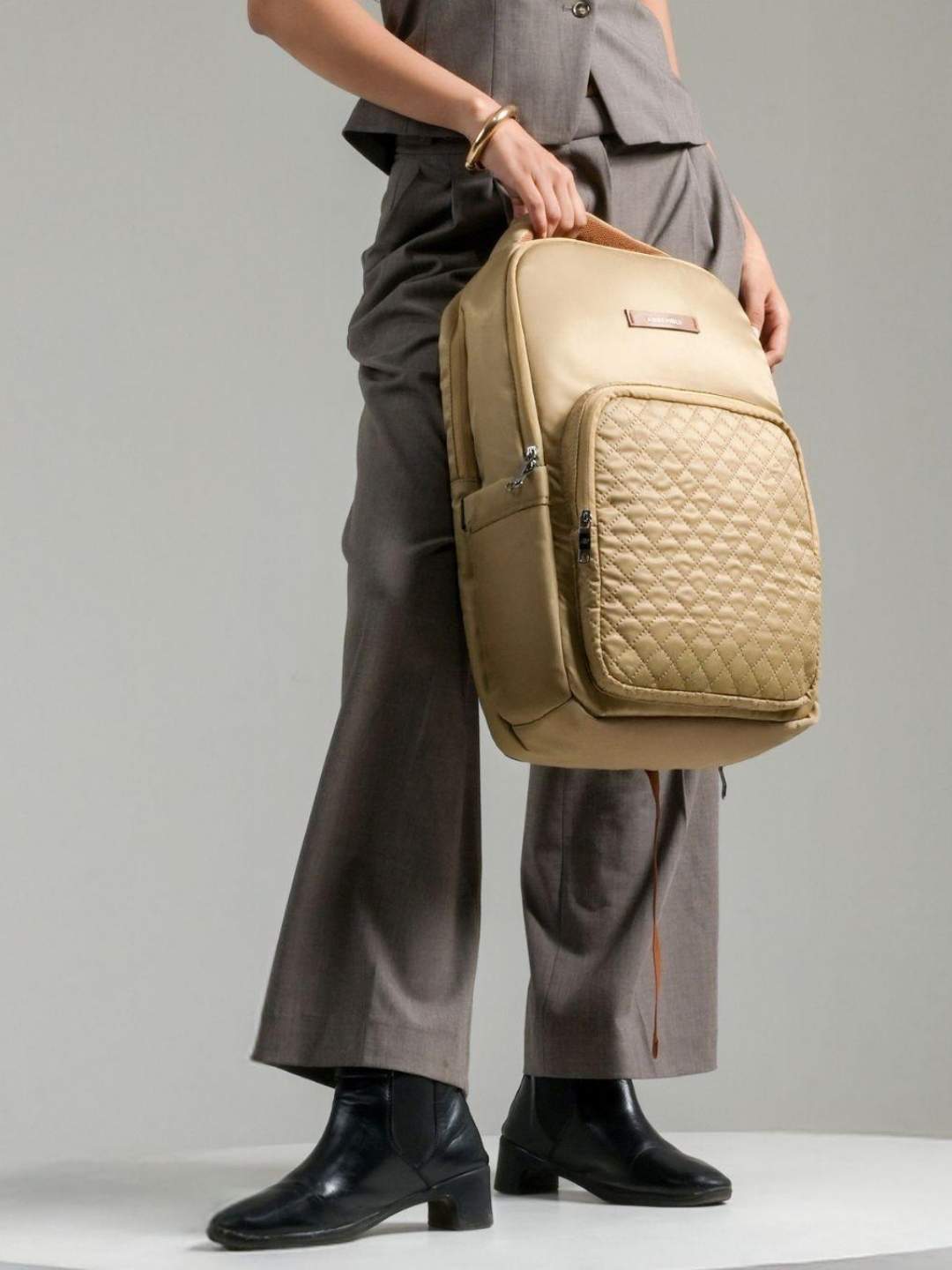Pixel Laptop Backpack | Beige | Everyday Travel Bag for Work & College