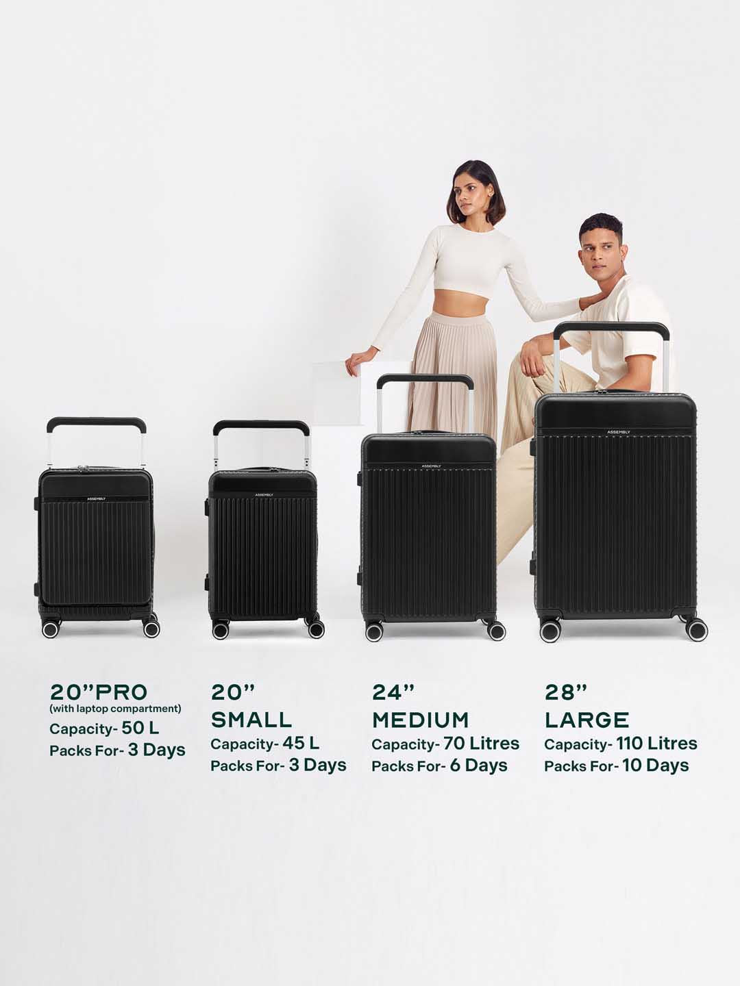 Rover Pro Combo | Black | CabinPro+Medium Hard Luggage