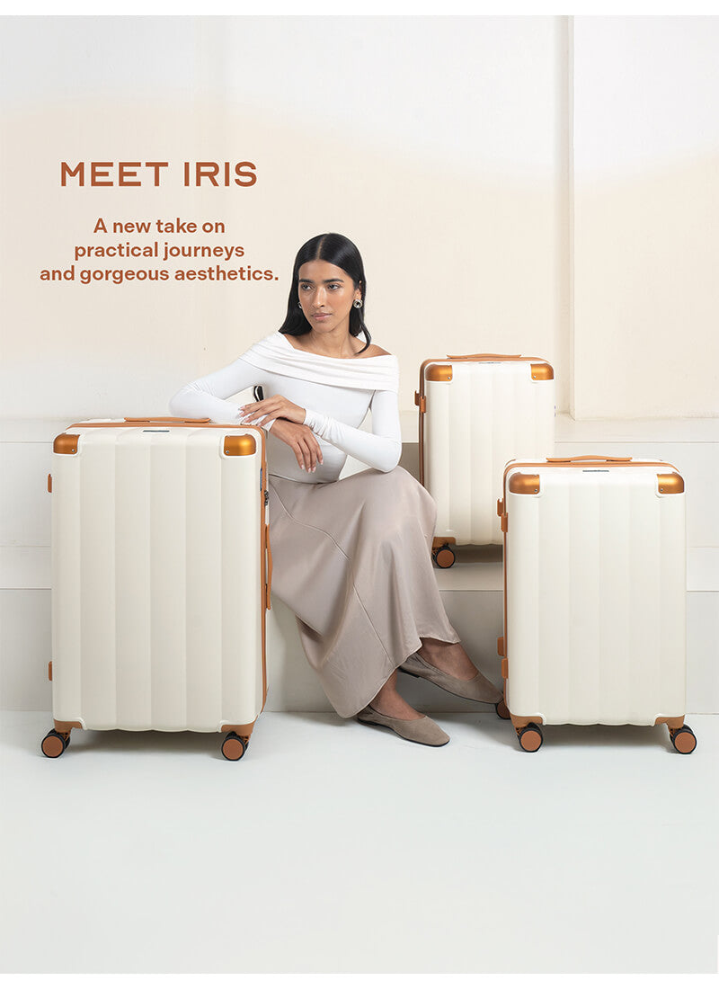 Iris Combo | Beige | Set of 3 Hard Luggage