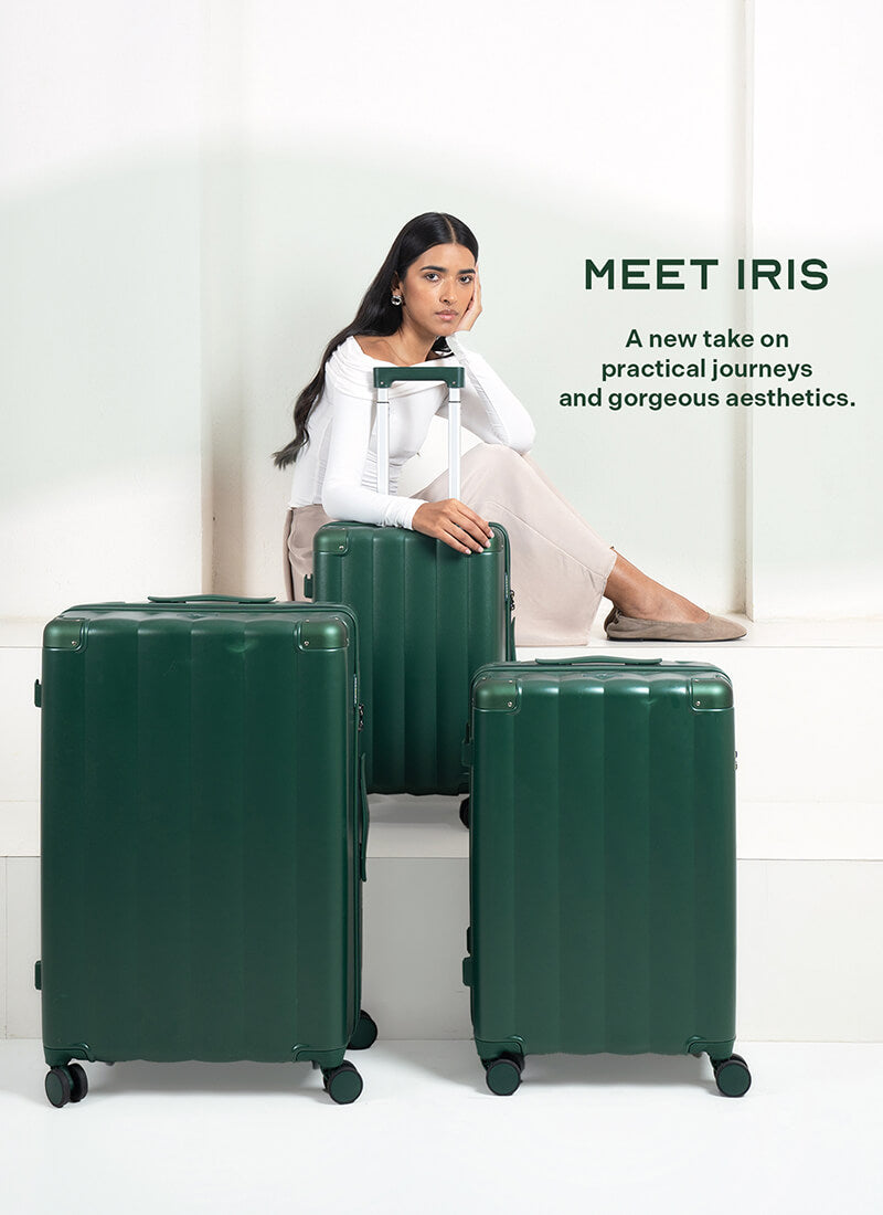 Iris Combo | Green | Set of 3 Hard Luggage