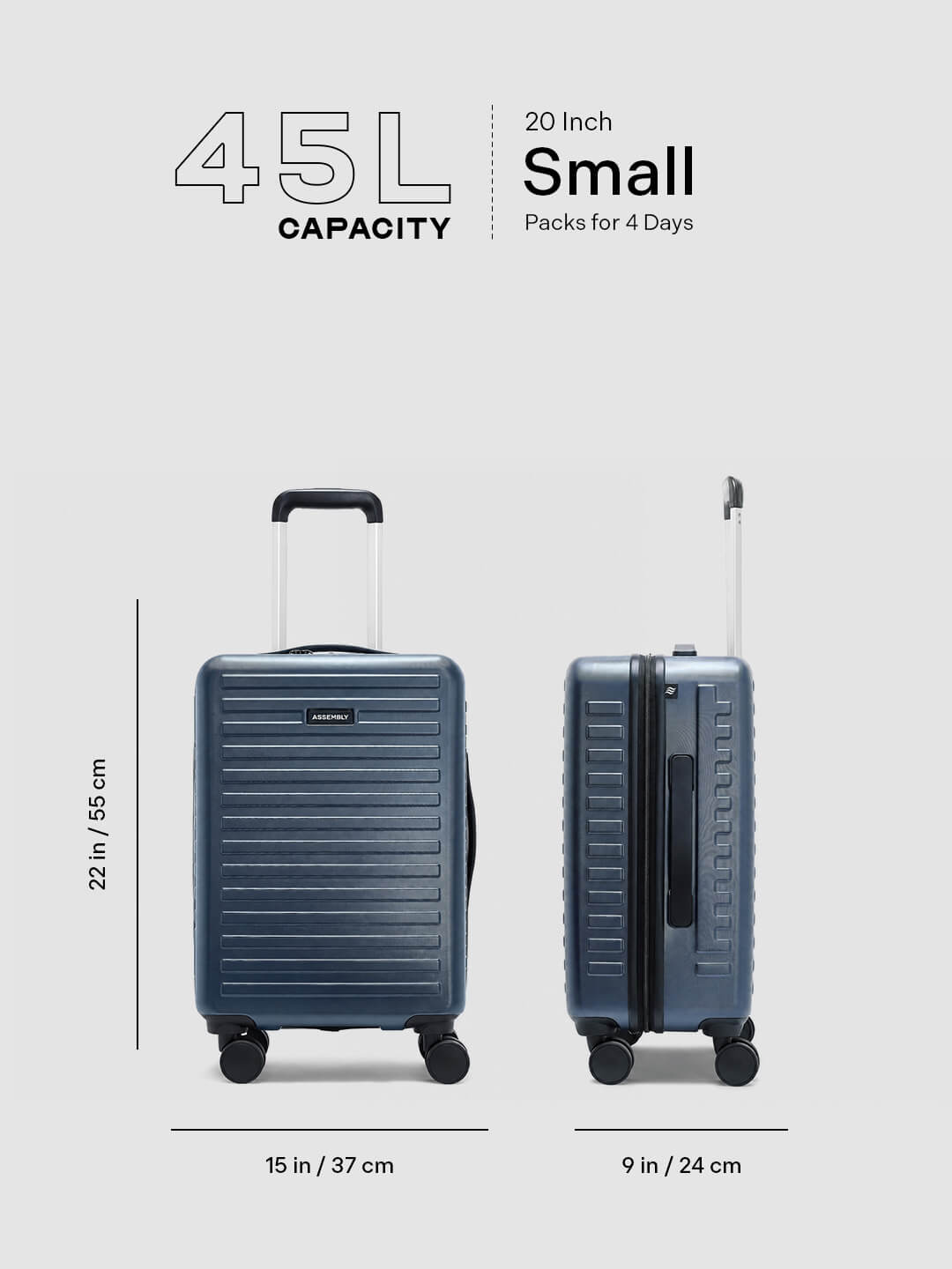 Stark | Blue | Cabin Hard Luggage