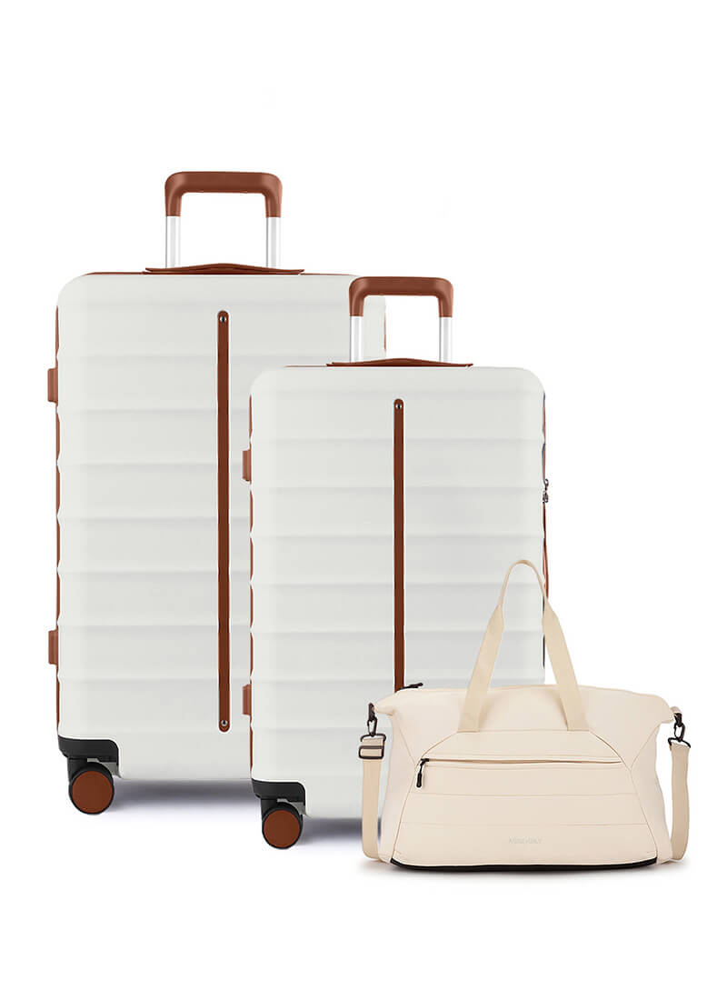 Odyssey Set of 2 & Float Duffle Combo | Sand White | Medium+Large Hard Luggage & Duffle