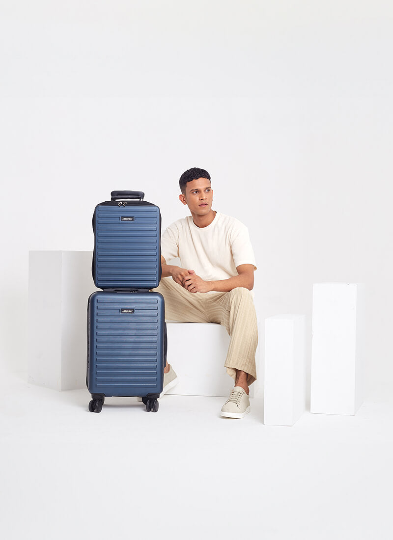 Stark+Edge Combo | Blue | Cabin Hard Luggage with Backpack