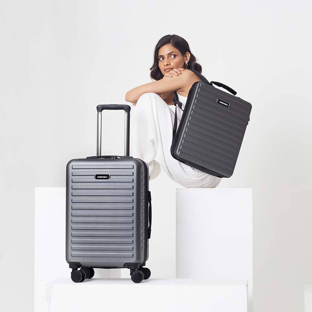 Stark+Edge Combo | Grey | Cabin Hard Luggage with Backpack