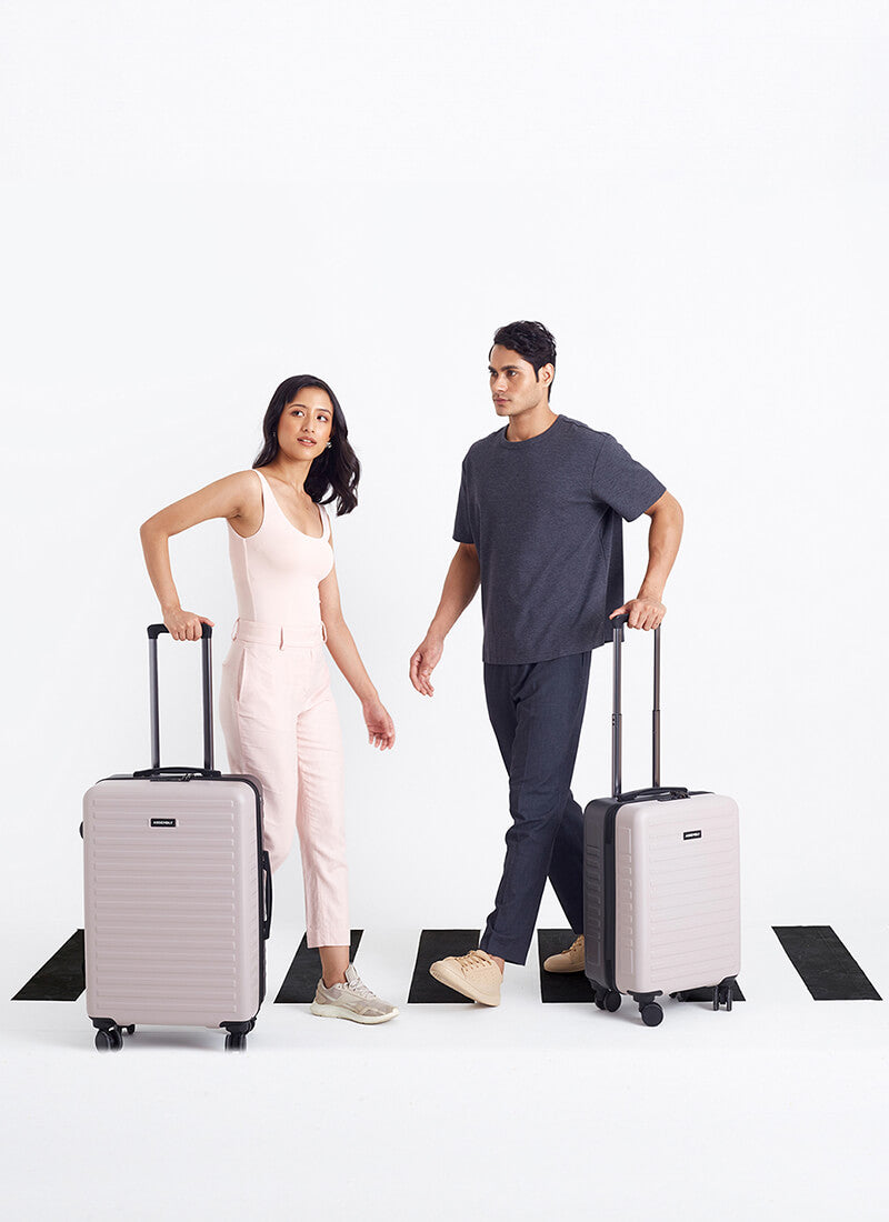 Two Tone Combo | Ivory-Grey | Cabin+Medium Hard Luggage