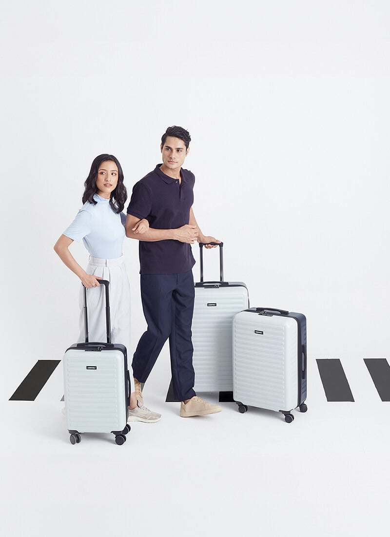 Two Tone Combo | White-Blue | Set of 3 Luggage