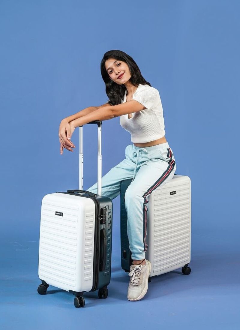 Two Tone Combo | White/Blue | Medium+Large Hard Luggage
