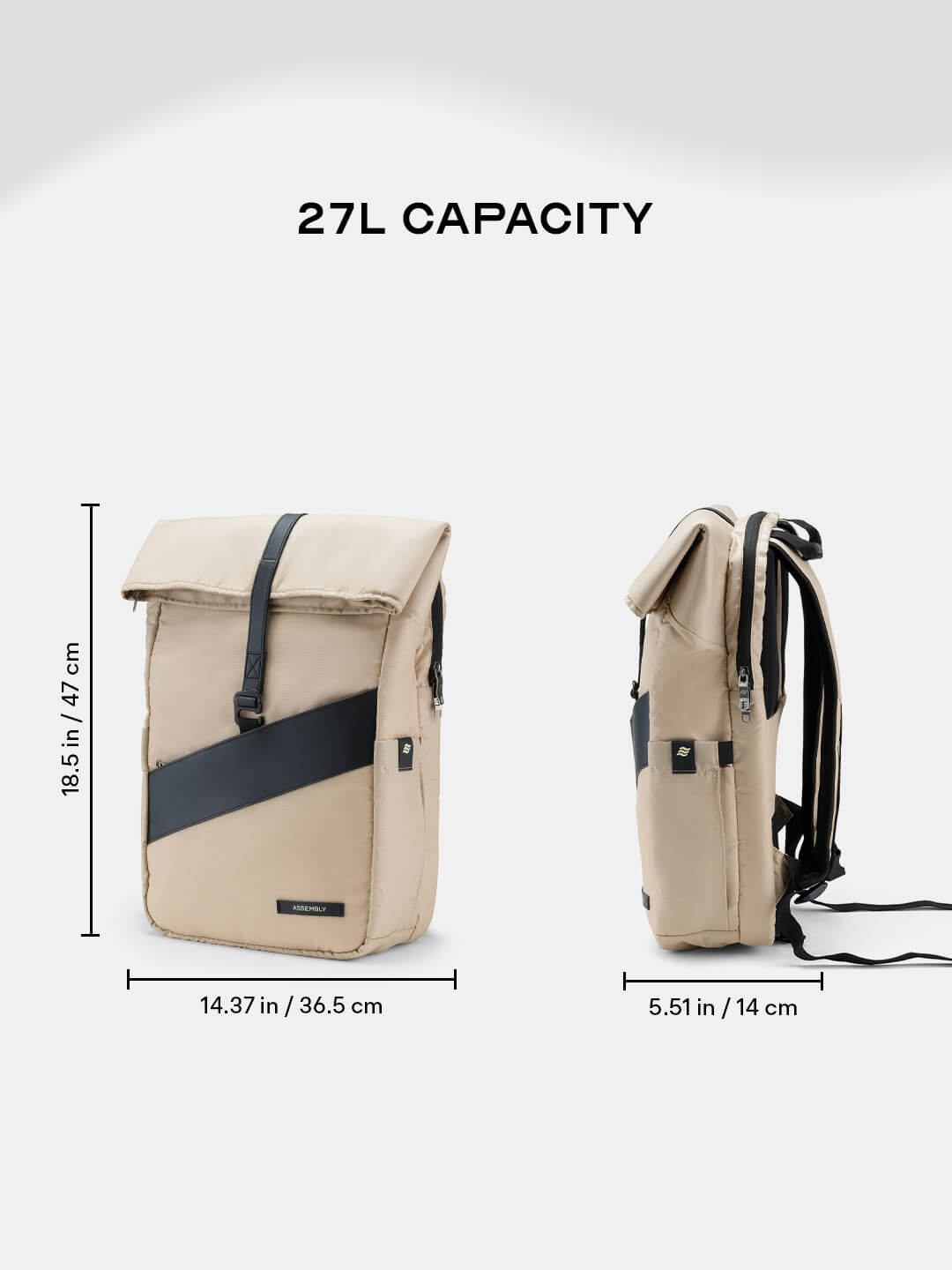 Oblique Laptop Backpack | Beige | 15.6" Travel & Work Pack